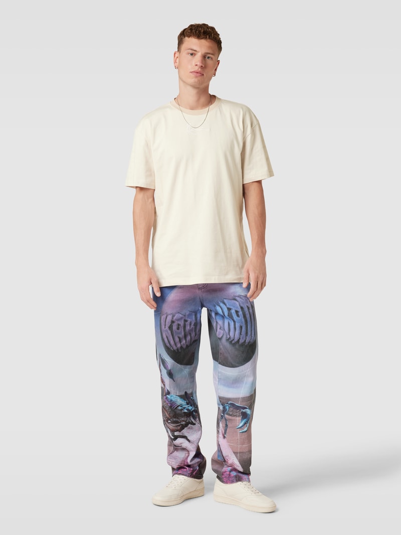 T-Shirt mit Label-Print in beige
