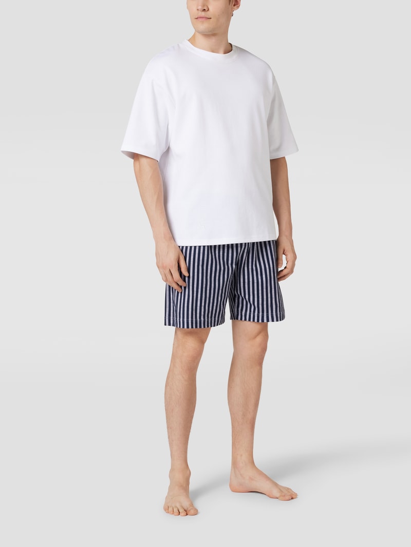 Pyjama-Shorts mit Streifenmuster in mittelgrau meliert