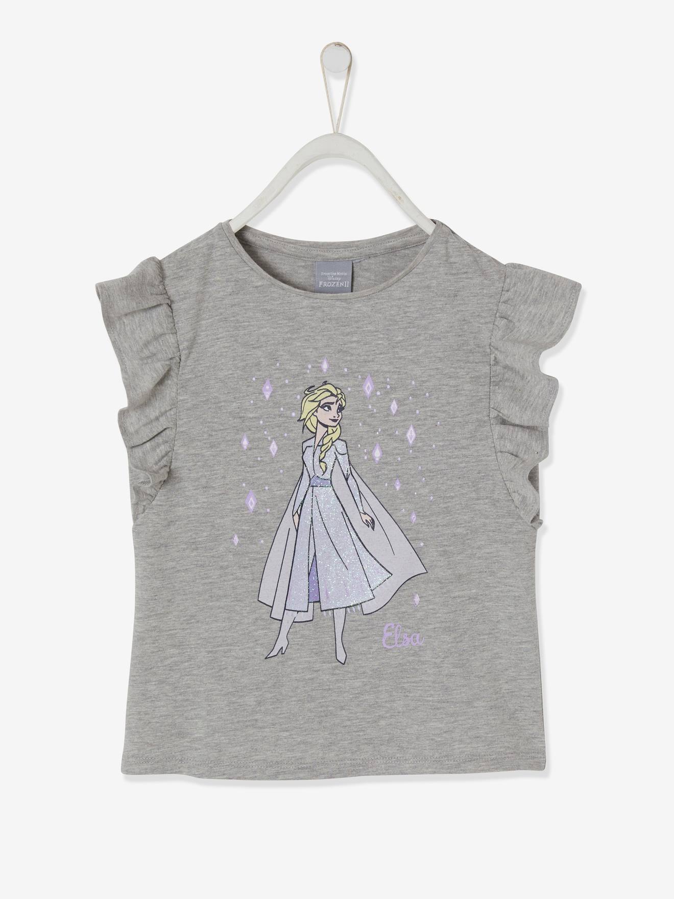 T-shirt fille à volants DS Reine des Neiges® gris chiné