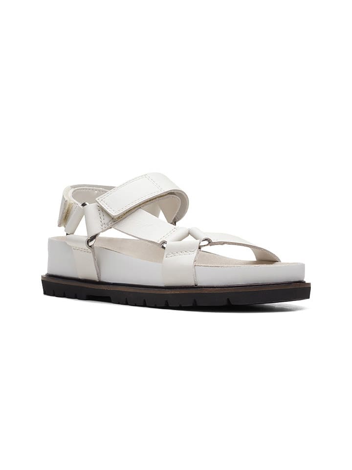 Clarks Leder-Sandalen in Weiß günstig kaufen