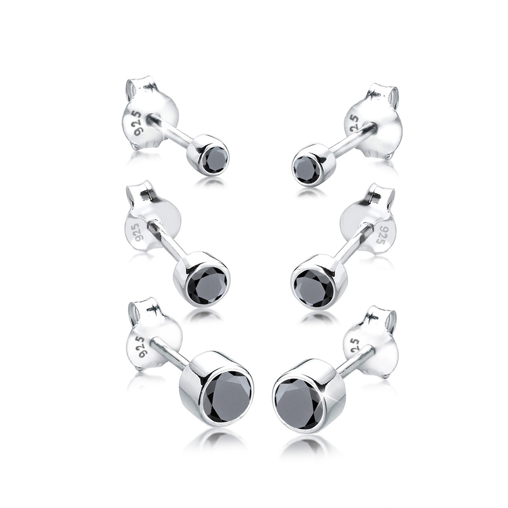 Elli Elli Boucles d'Oreilles Ensemble de Base Zirconia en Argent Sterling 925 Boucles d'oreilles