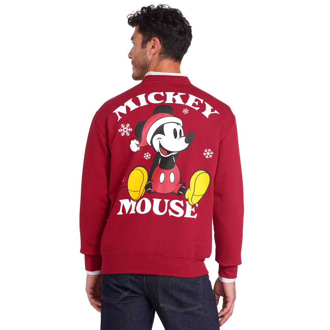 Micky Maus Weihnachtssweatshirt mit Print dunkelrot