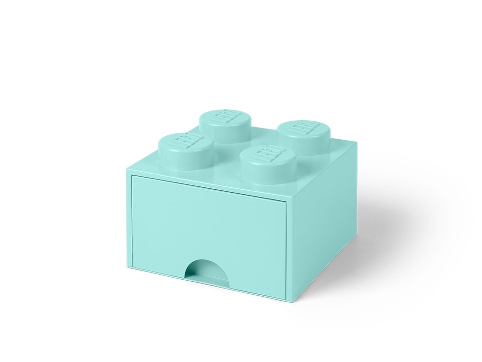 LEGO® Aufbewahrungsstein mit 4 Noppen und Schubfach in Wasserblau 5005714