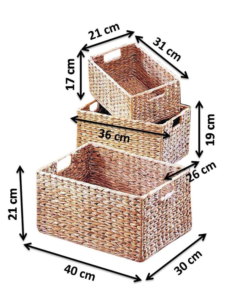 kobolo 3tlg. Set Regalkorb HYACINTH3 in Braun günstig kaufen onesize