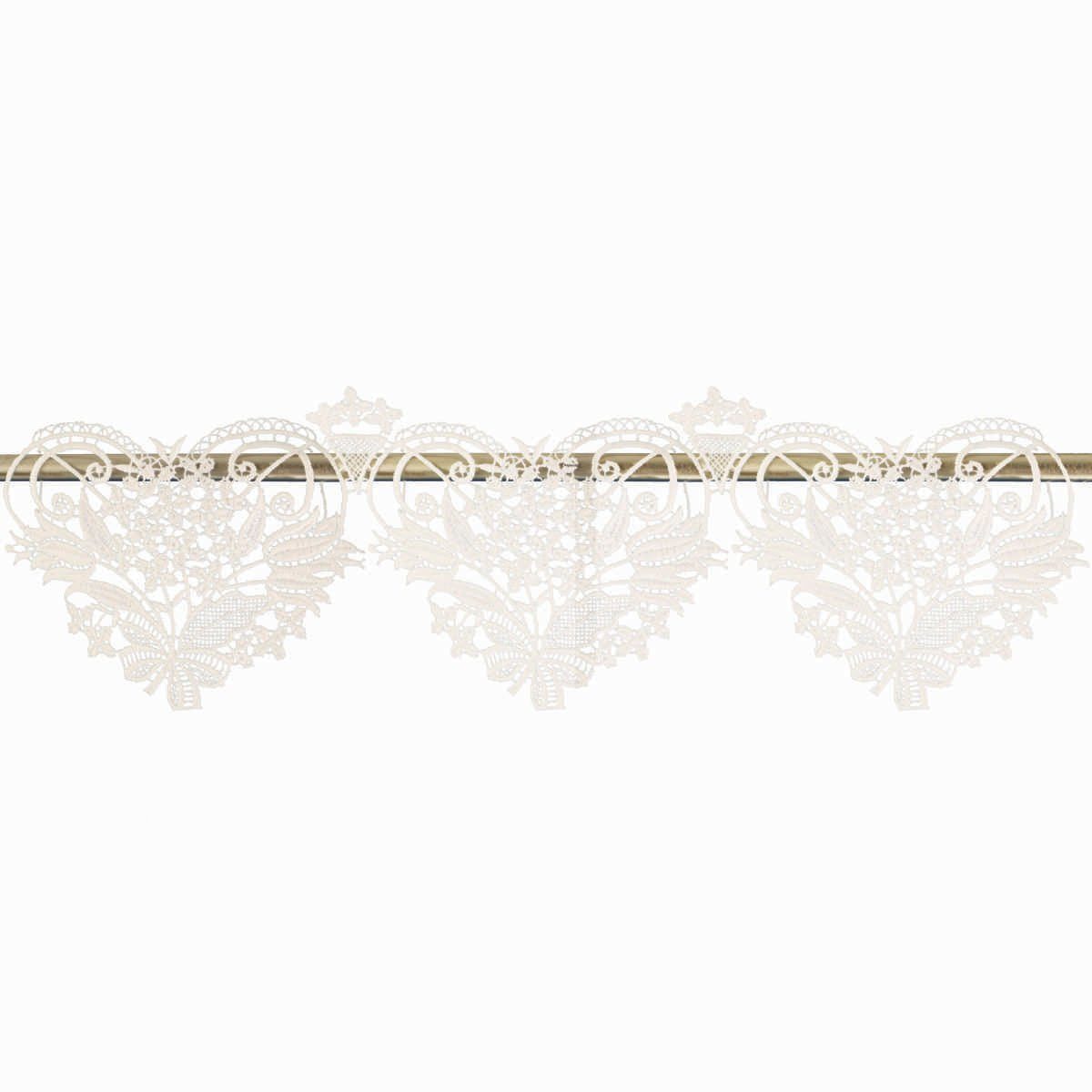 Scheibengardine Blüten, W. Reuter & Sohn - Plauener Spitze®, Stangendurchzug (1 St), halbtransparent, Made in Germany