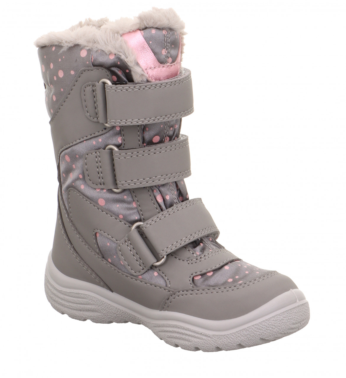 CRYSTAL - Hellgrau/Rosa Stiefel mit Klettverschluss