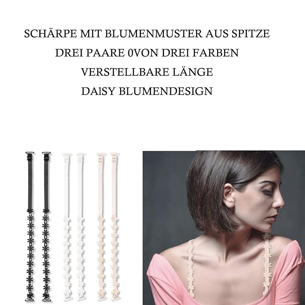 Tian Dee BH-Träger Damen 3 Paar BH-Träger Gänseblümchen-Blumenspitze Verstellbare