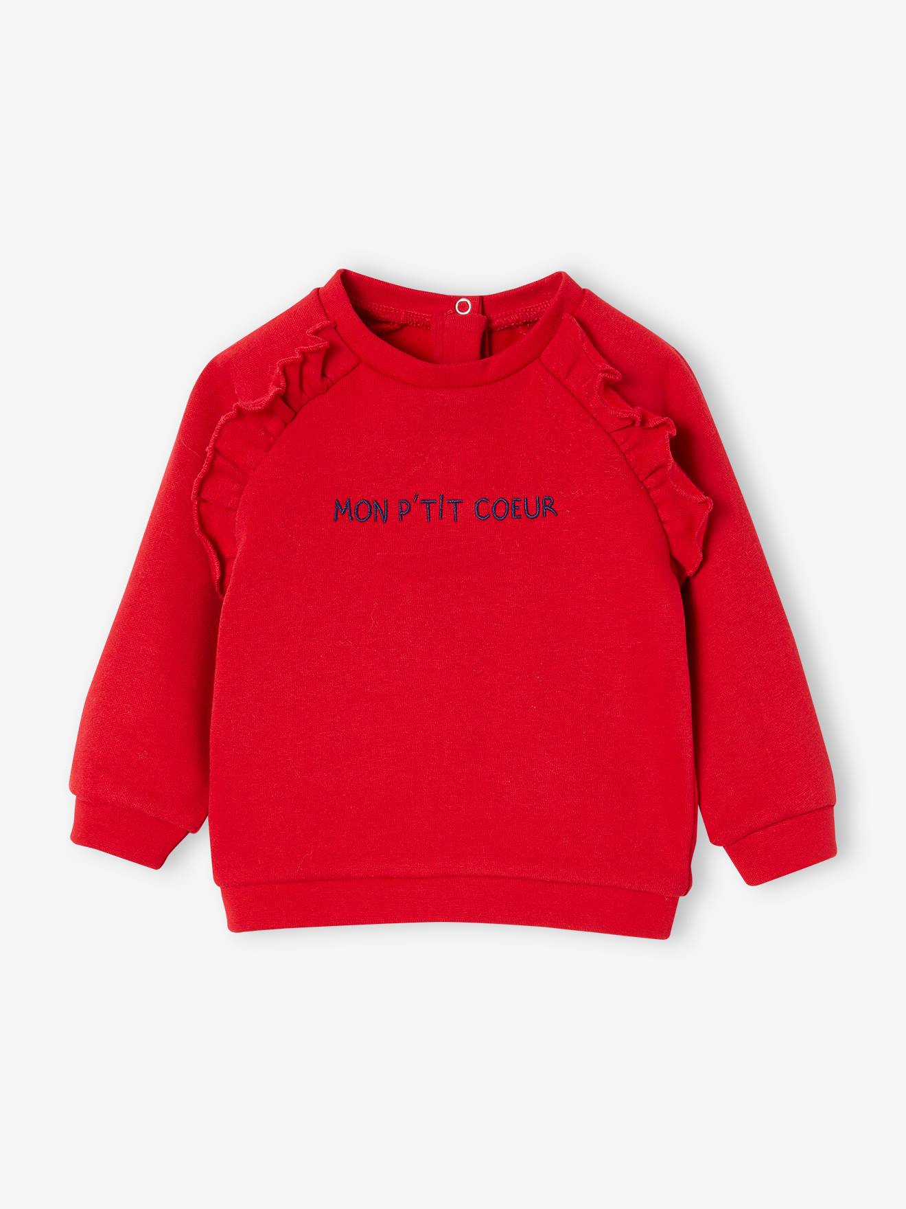 Vertbaudet Baby Sweatshirt MON P'TIT COEUR, personalisierbar - rot