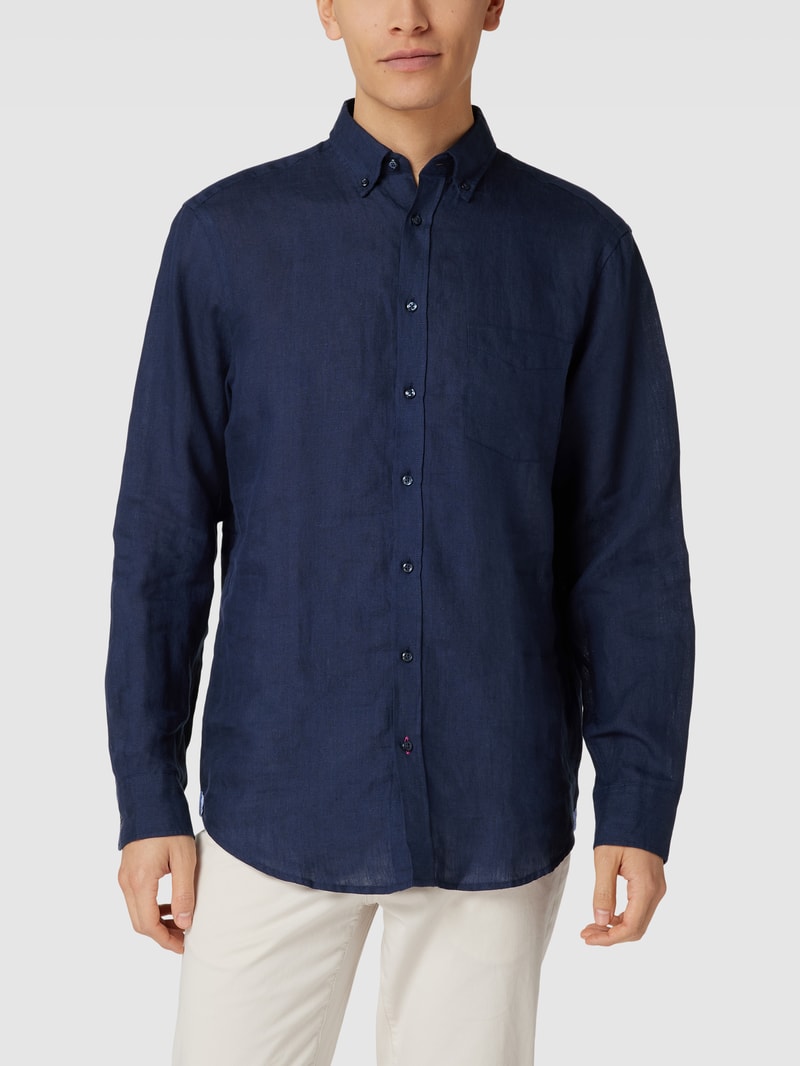 Freizeithemd mit Button-Down-Kragen in dunkelblau