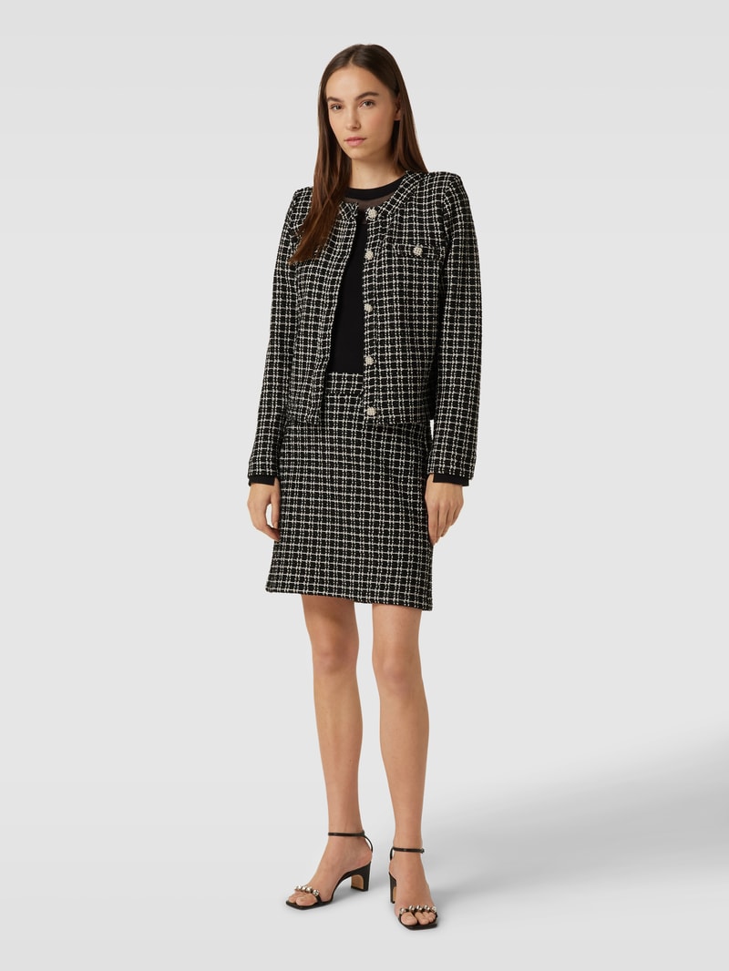 Blazer mit Rundhalsausschnitt und Knopfleiste in black
