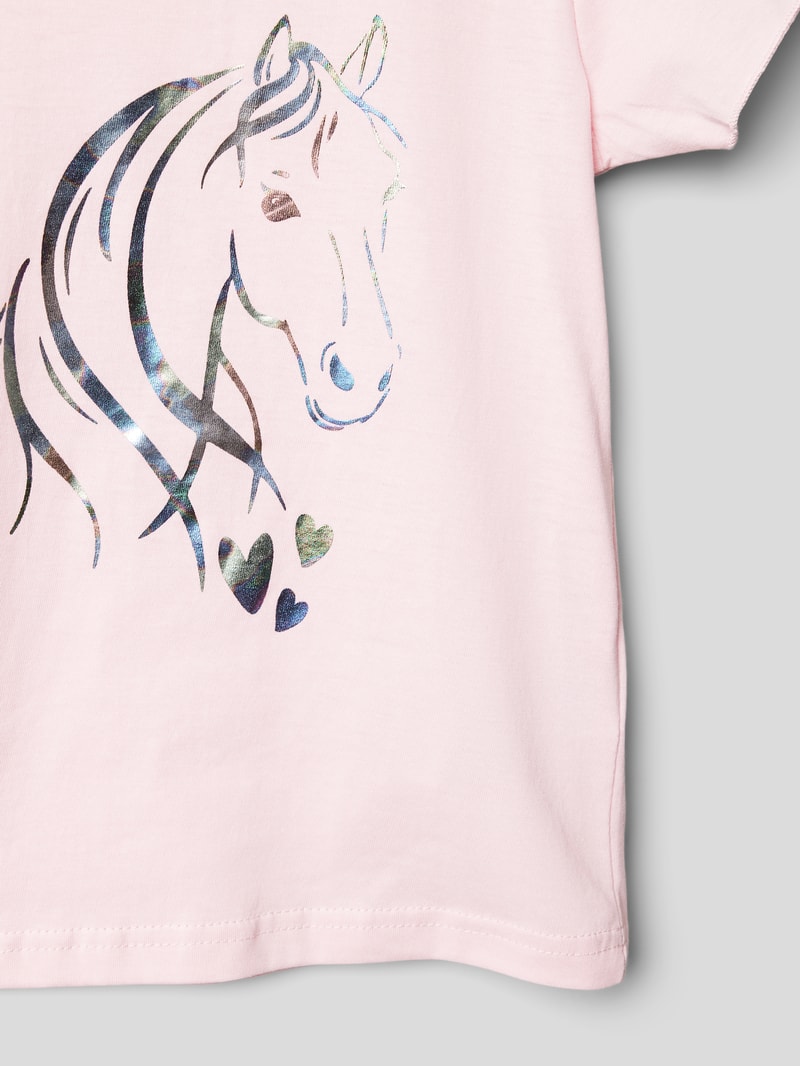 T-Shirt mit Motiv-Print in rosa
