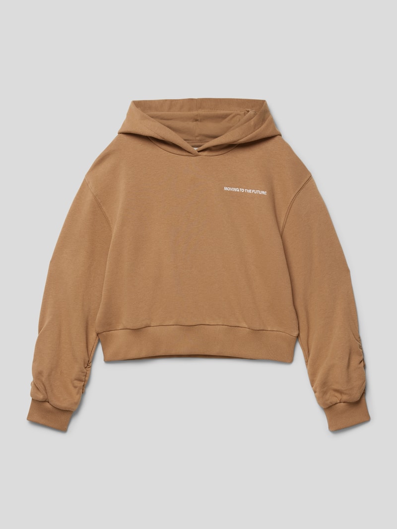 Hoodie mit Label-Print in camel