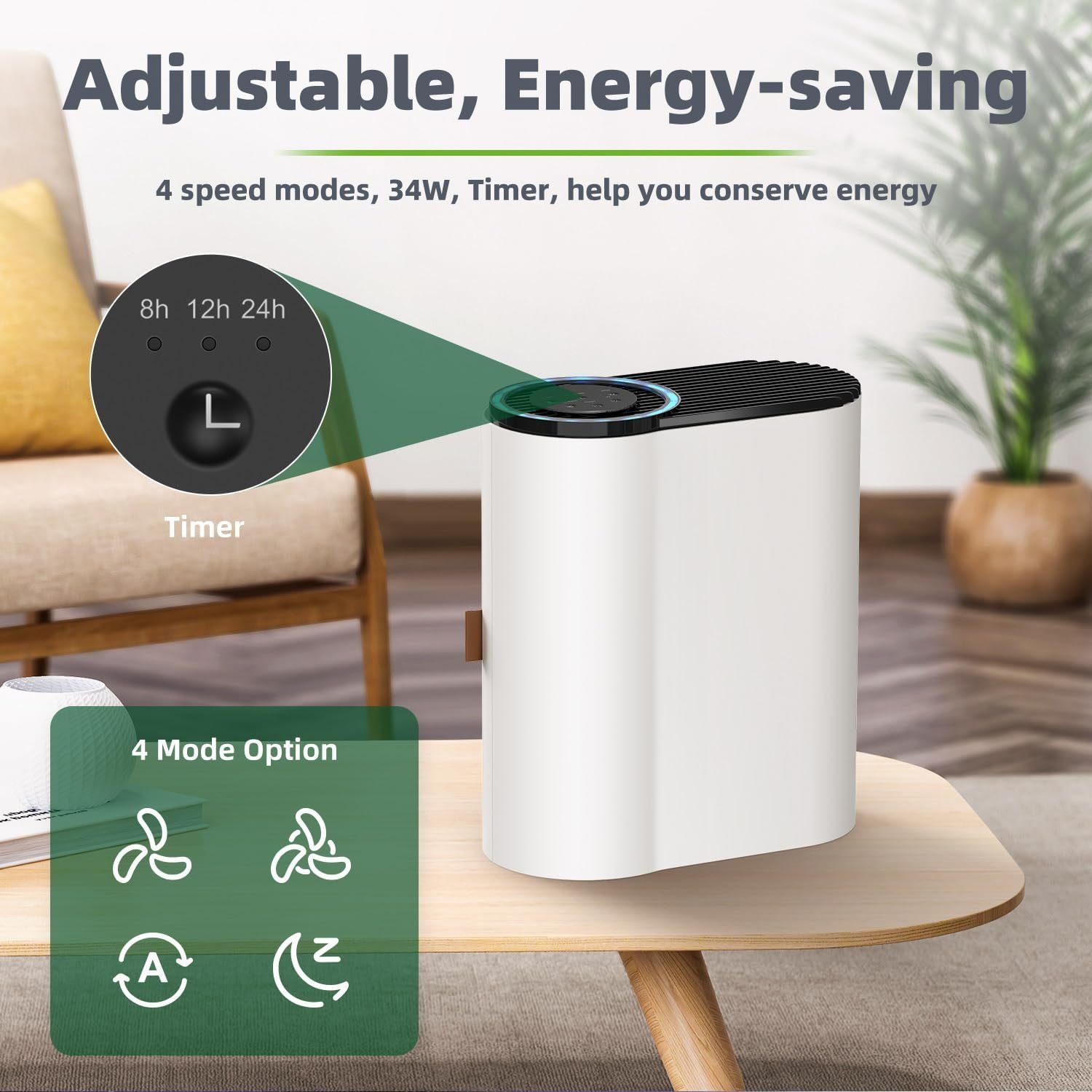 CONOPU Luftreiniger Allergiker HEPA H13 Filter, CADR 230m³/h, up to 50, für 50 m² Räume, IntelligenteLuftreinigung:Echtzeitüberwachung Raucherzimmeroptimierung