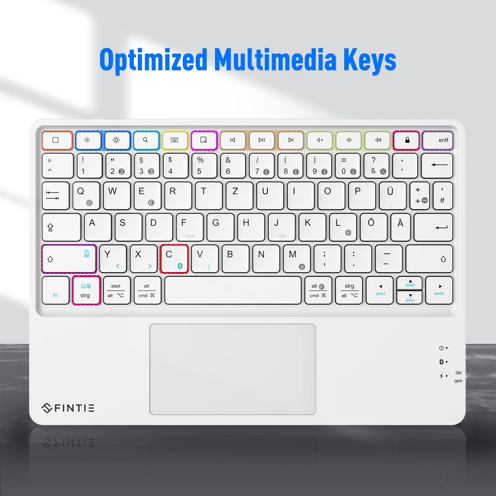 Fintie Kabellose Bluetooth Tastatur mit Touchpad, Deutsch Layout Tastatur Tablet-Tastatur (für iPad, Samsung, Lenovo Tablets, iPhone, Smartphone, Android-Tablets)
