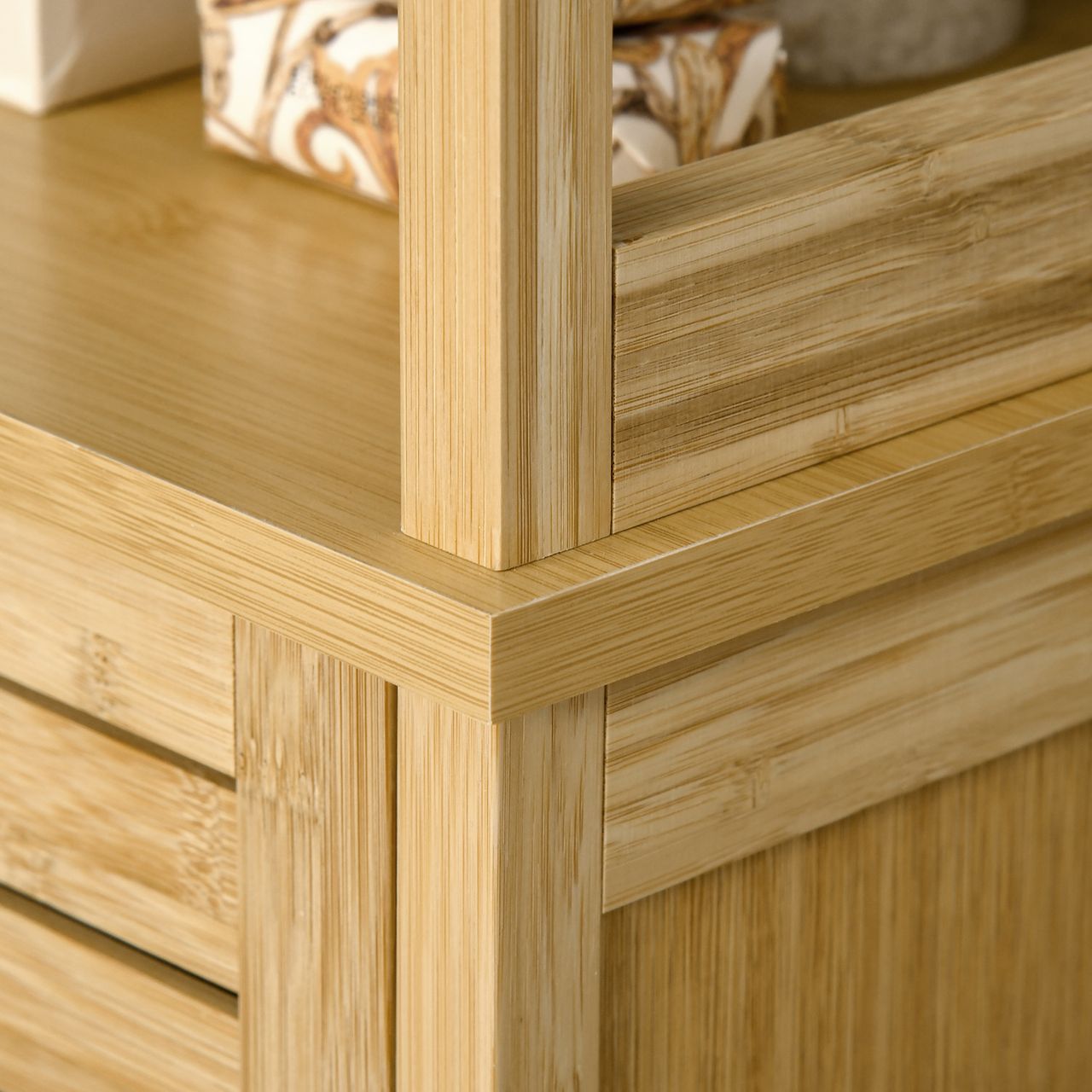 kleankin Badezimmerschrank Badezimmer Hochschrank mit 3 offenen Fächer Natur