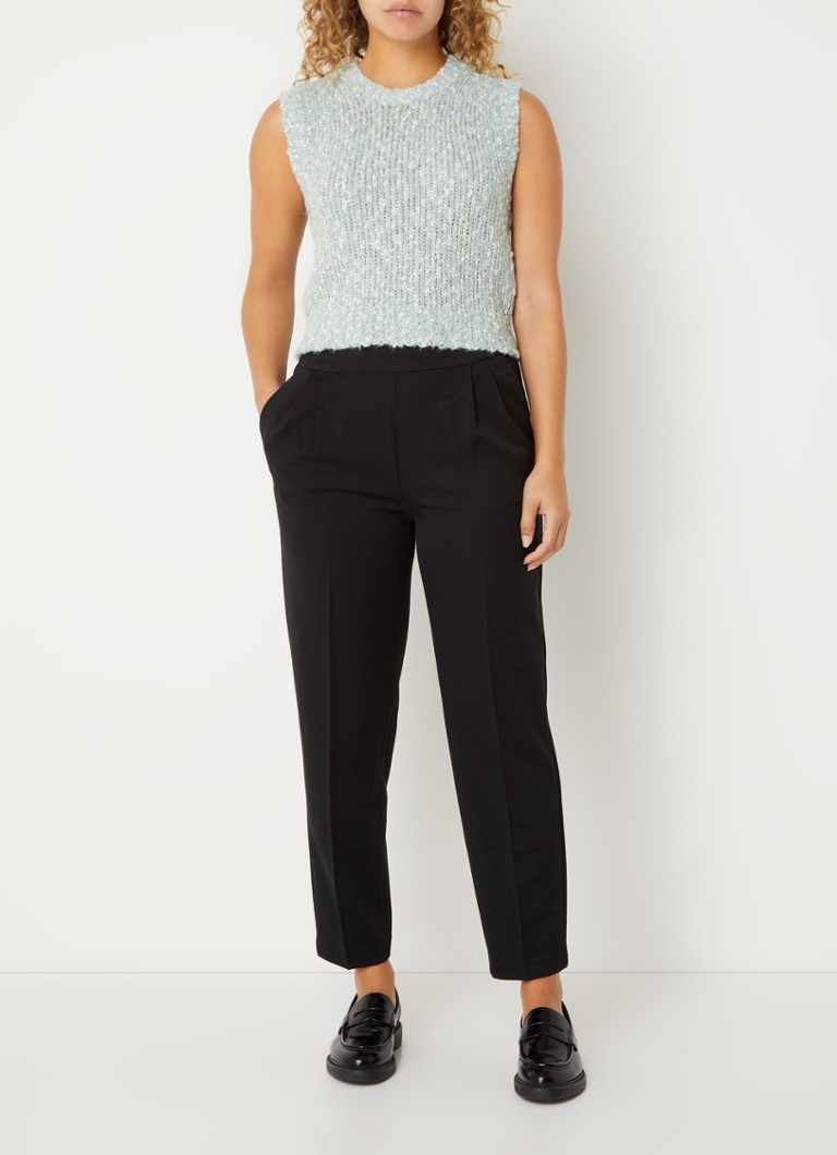 Sisley Mid waist tapered fit cropped trousers with press pleat