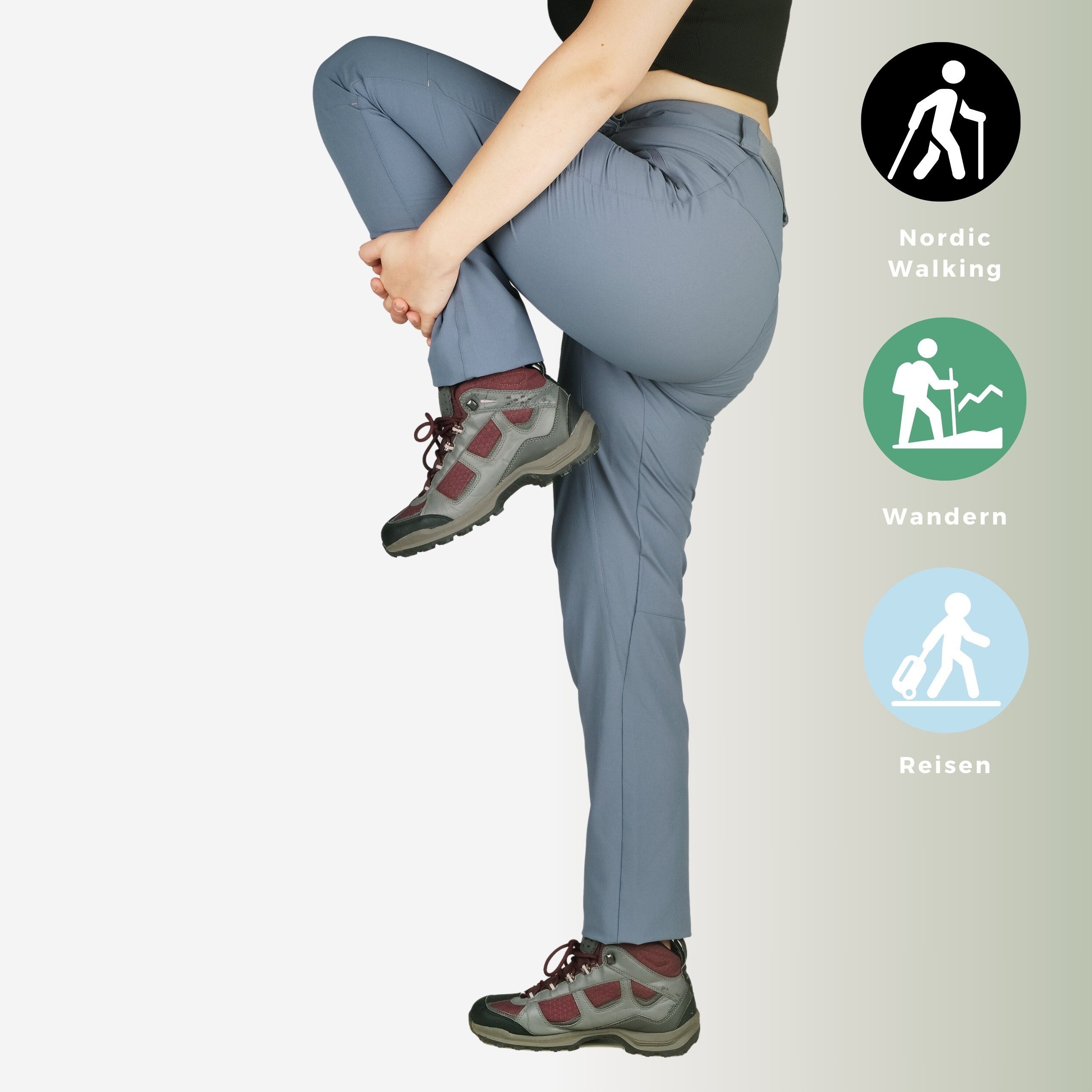 Kaymountain Trekkinghose Damen Wander Outdoor Hose Saas Fee Hybrid Thermo Sky Blue 46