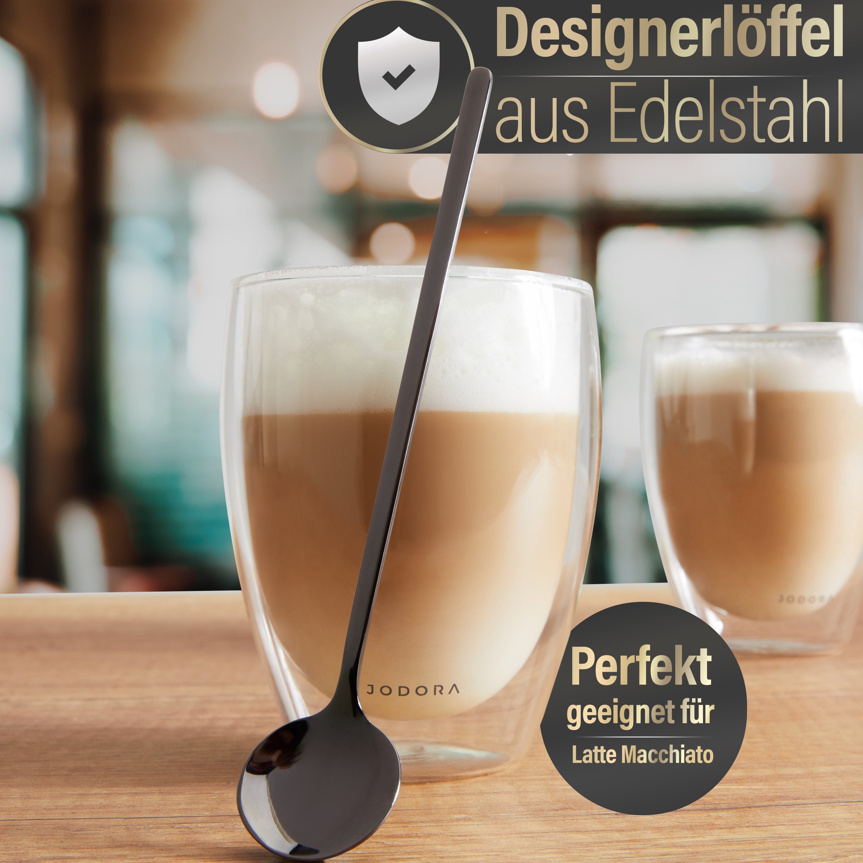 JODORA Latte-Macchiato-Glas Latte Macchiato Gläser doppelwandig {4 x 350ml}