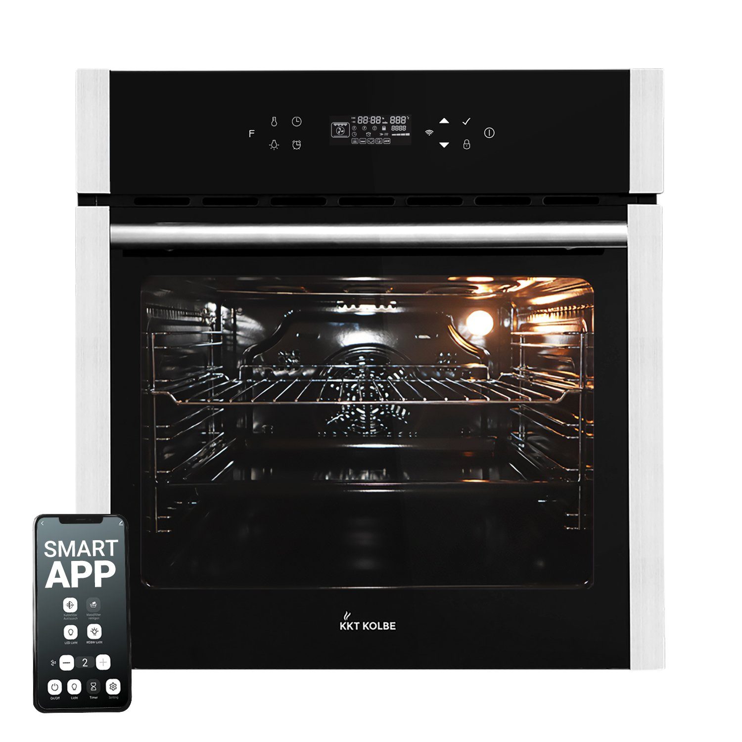 KKT KOLBE Einbaubackofen Backofen Elektroherd EB8313HC, DampfClean, 60cm / Edelstahl / 70 l / 2,8kW / Heißluft / Grill-/Brat-System / WIFI