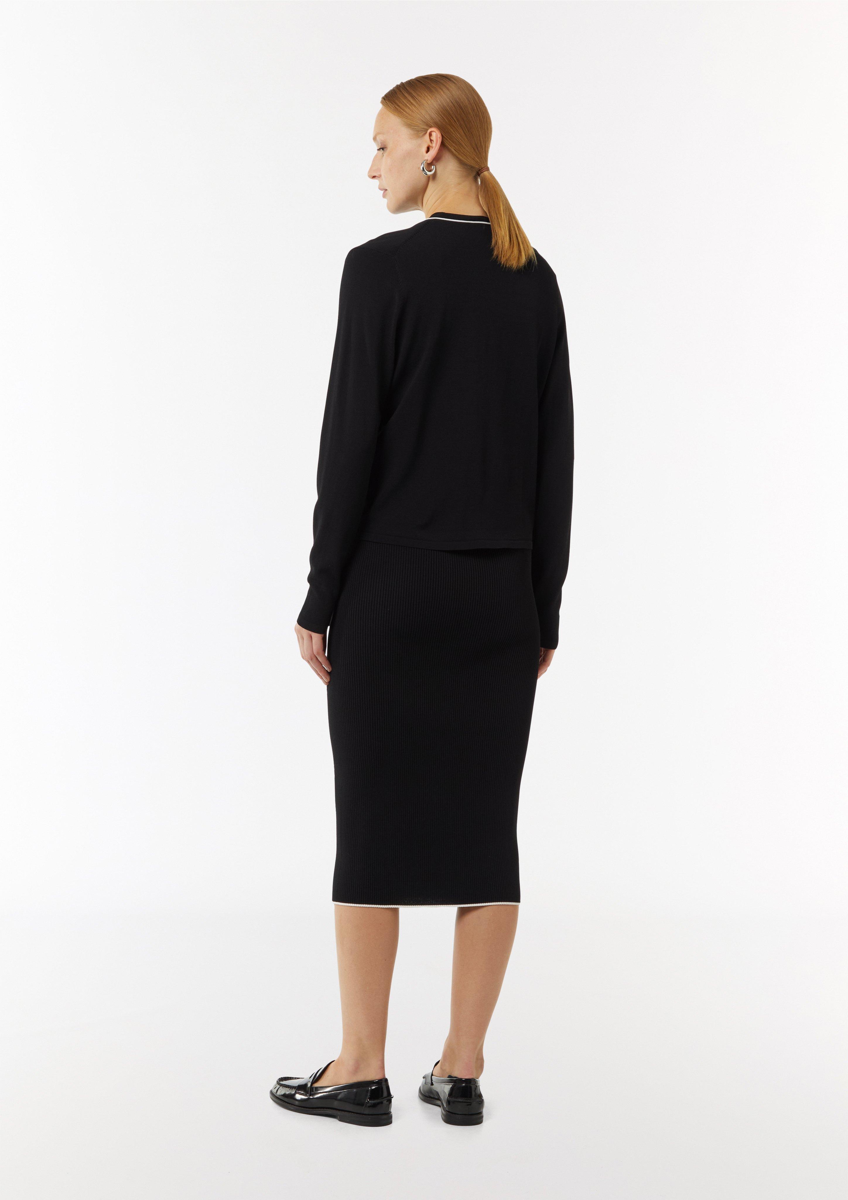 Cardigan mit Kontrastdetails und aufgesetzten Taschen - schwarz