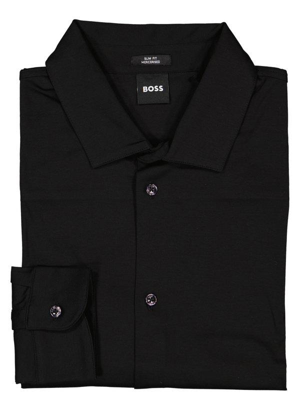 BOSS Black, Hemd Paver, Slim Fit, Baumwoll-Jersey merzerisiert, schwarz
