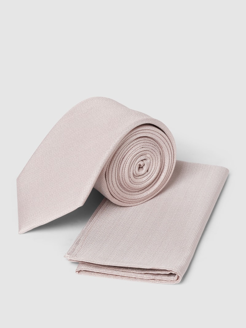 Krawatte und Einstecktuch im Set in mauve
