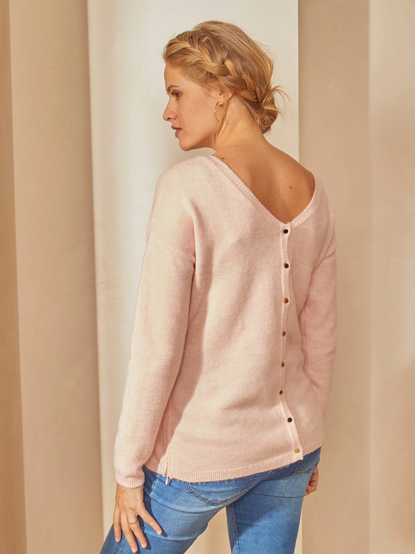 Pull devant/dos grossesse et allaitement gris