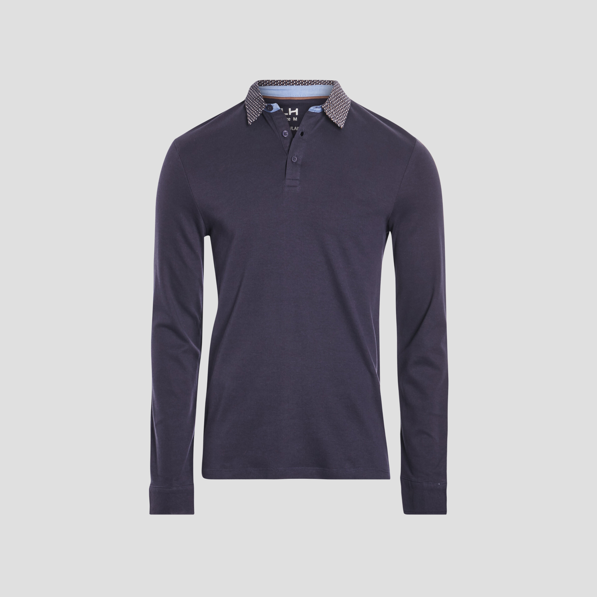 Polo manches longues bleu marine homme | La Halle