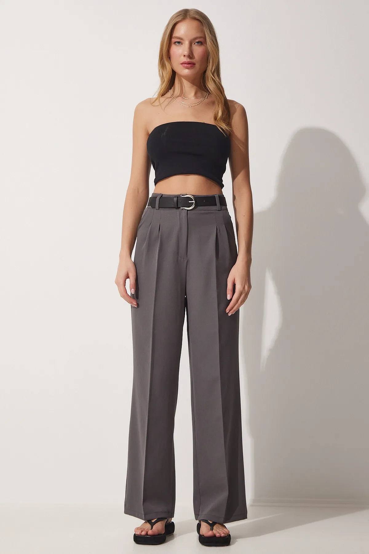 Happiness İstanbul  Geräucherte, maskuline Webhose mit weitem Bein für Damen HG00001