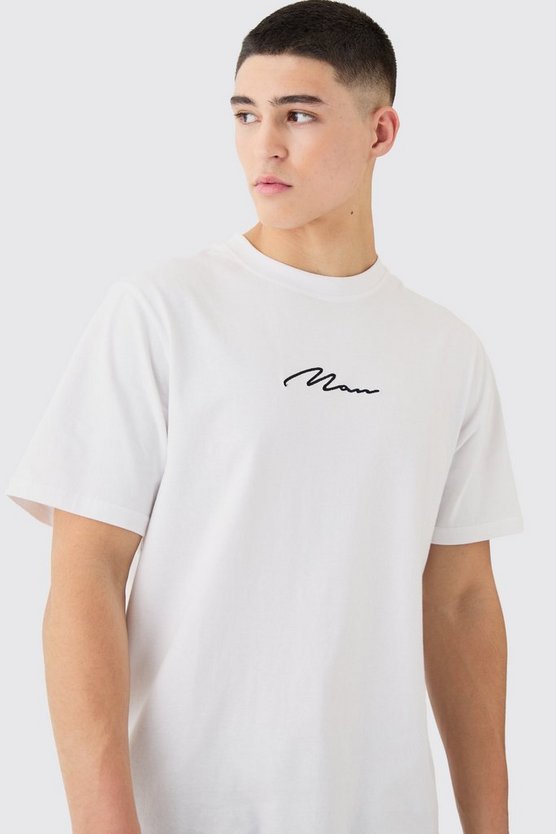 Man Signature Embroidered T-shirt