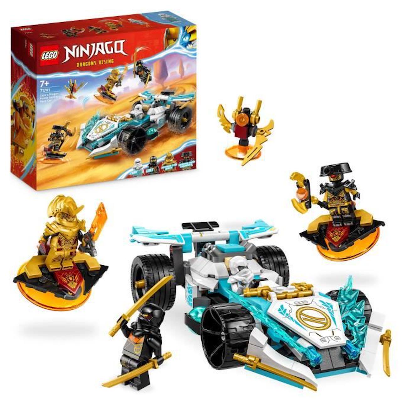 LEGO® NINJAGO 71791 La Voiture de Course Spinjitzu : le Pouvoir du Dragon de Zane, Jouet Enfants 7 Ans jaune