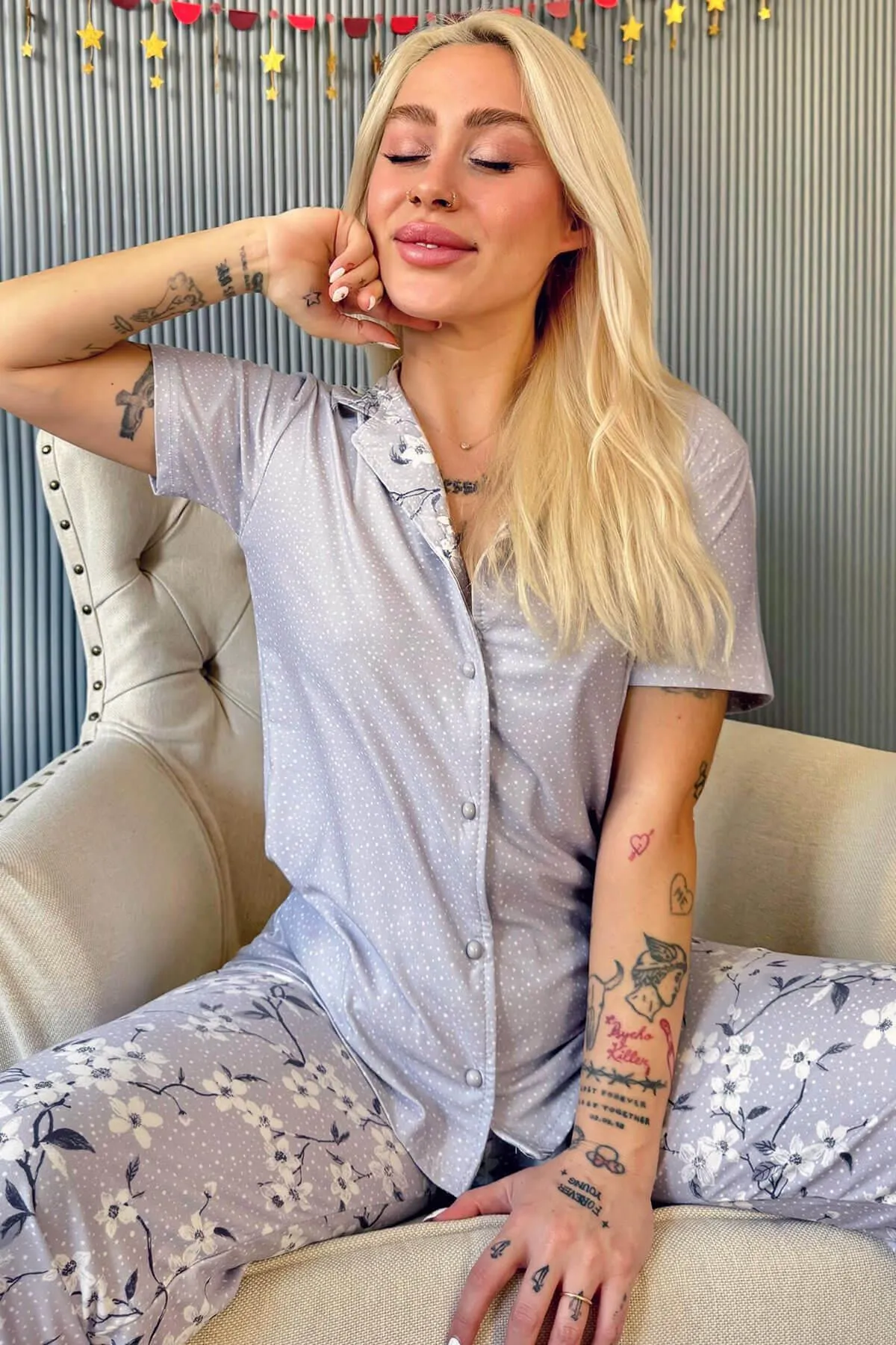 Pijamaevi  Pyjama set - Grau - Unifarben