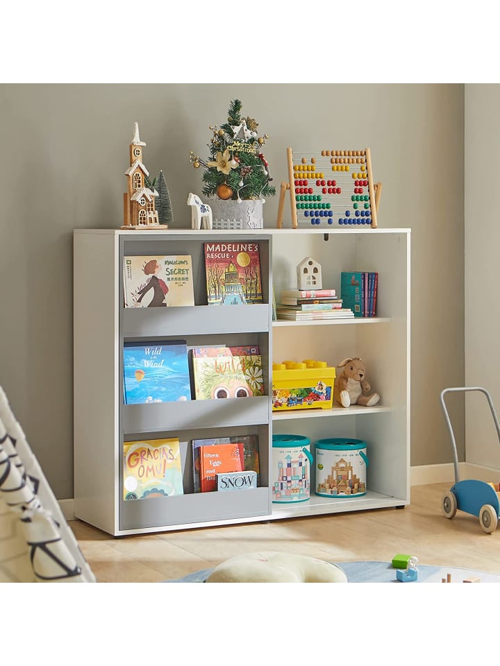 SoBuy Bücherregal in Weiß und Hellgrau - (B)119 x (H)116 x (T)39cm günstig kaufen onesize