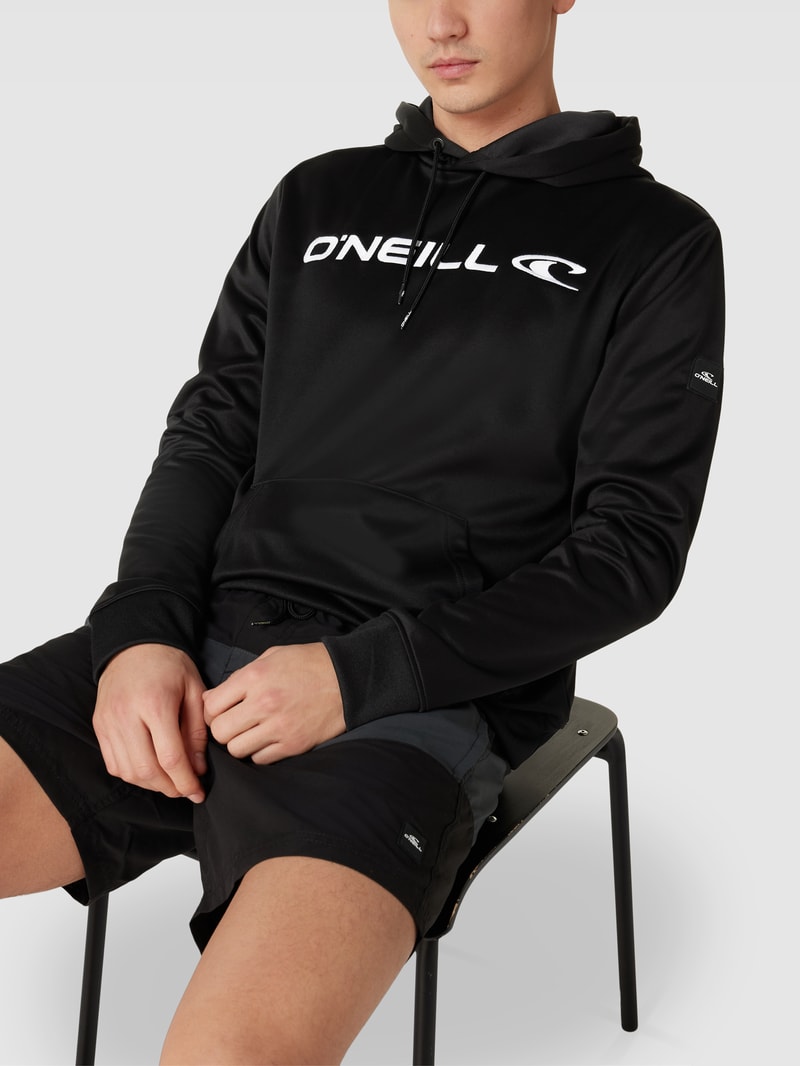 Hoodie mit Label-Stitching Modell 'RUTILE' in schwarz