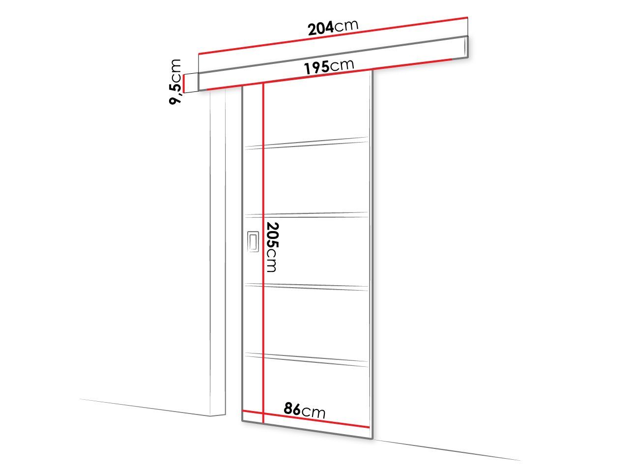 Mirjan24 Schiebetür Werdi Plus (Tür universell Links / Rechts), 86/96/106 cm, Metallkugellagerschiebesystem