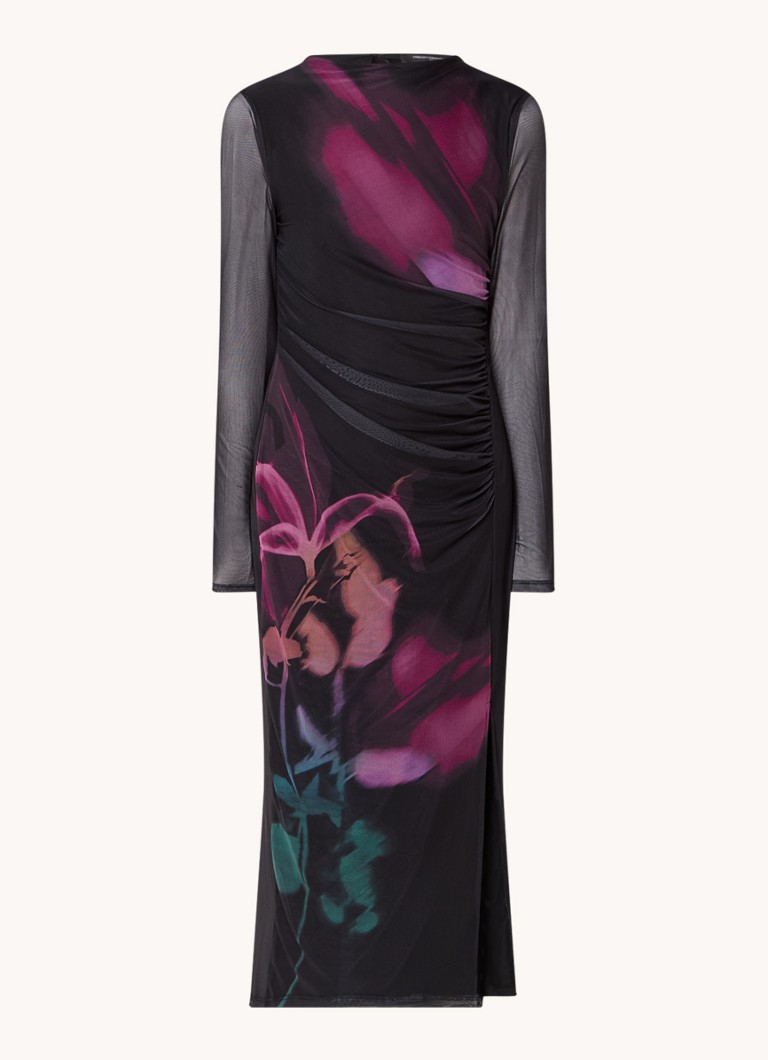 Vestido midi de malla color humo de French Connection con abertura