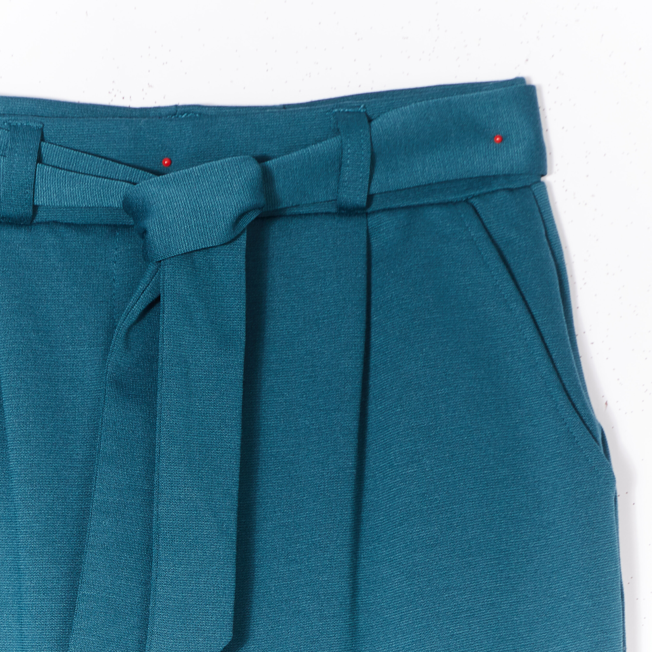 Pantalon jambe large avec ceinture vert foncé fille | La Halle
