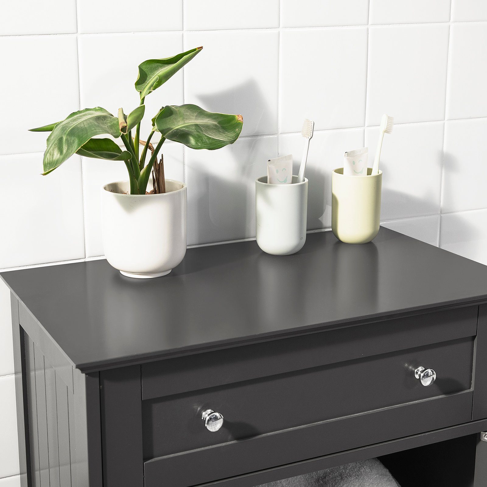 SoBuy Badkommode FRG238, mit Einer Schublade und Türen, Kommode Badschrank Sideboard