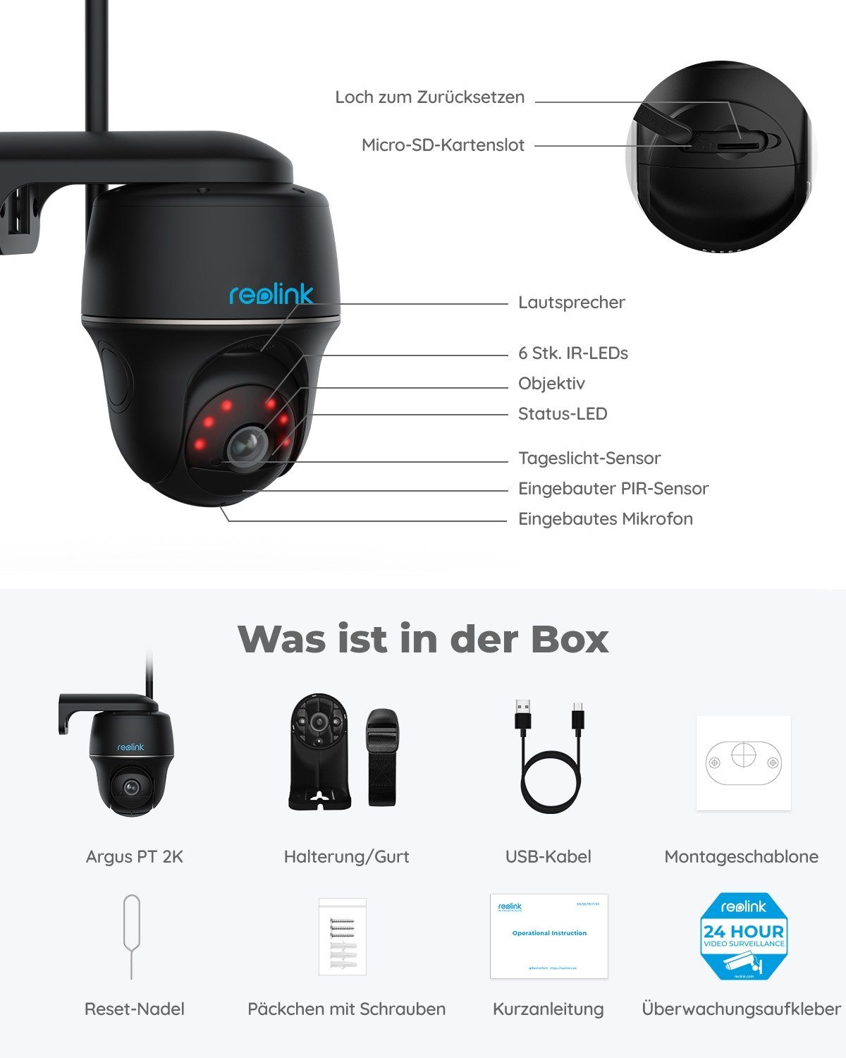 Reolink Argus Serie PTCam ProHD 4MP mit Solarpanel, 4/5GHz WLAN Überwachungskamera (Außenbereich)