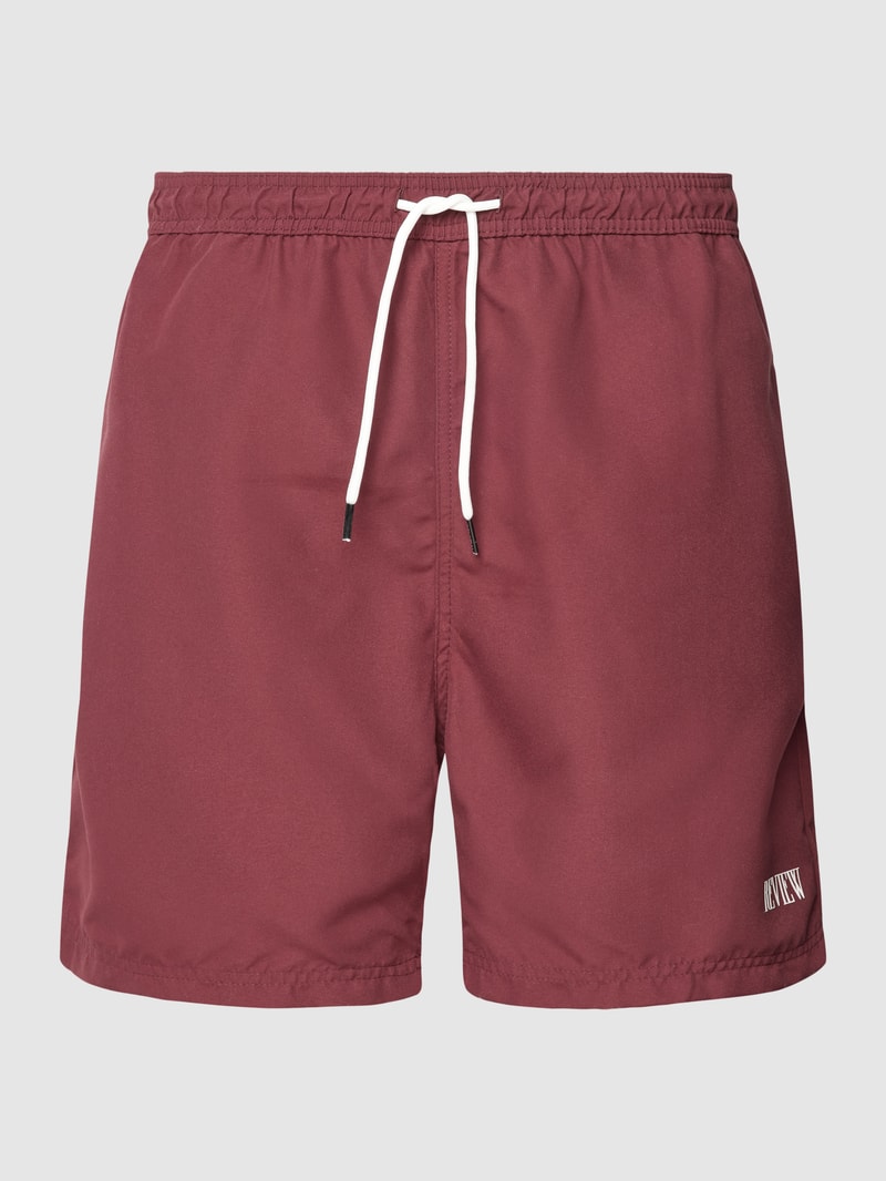 Badehose mit Label-Detail in bordeaux rot
