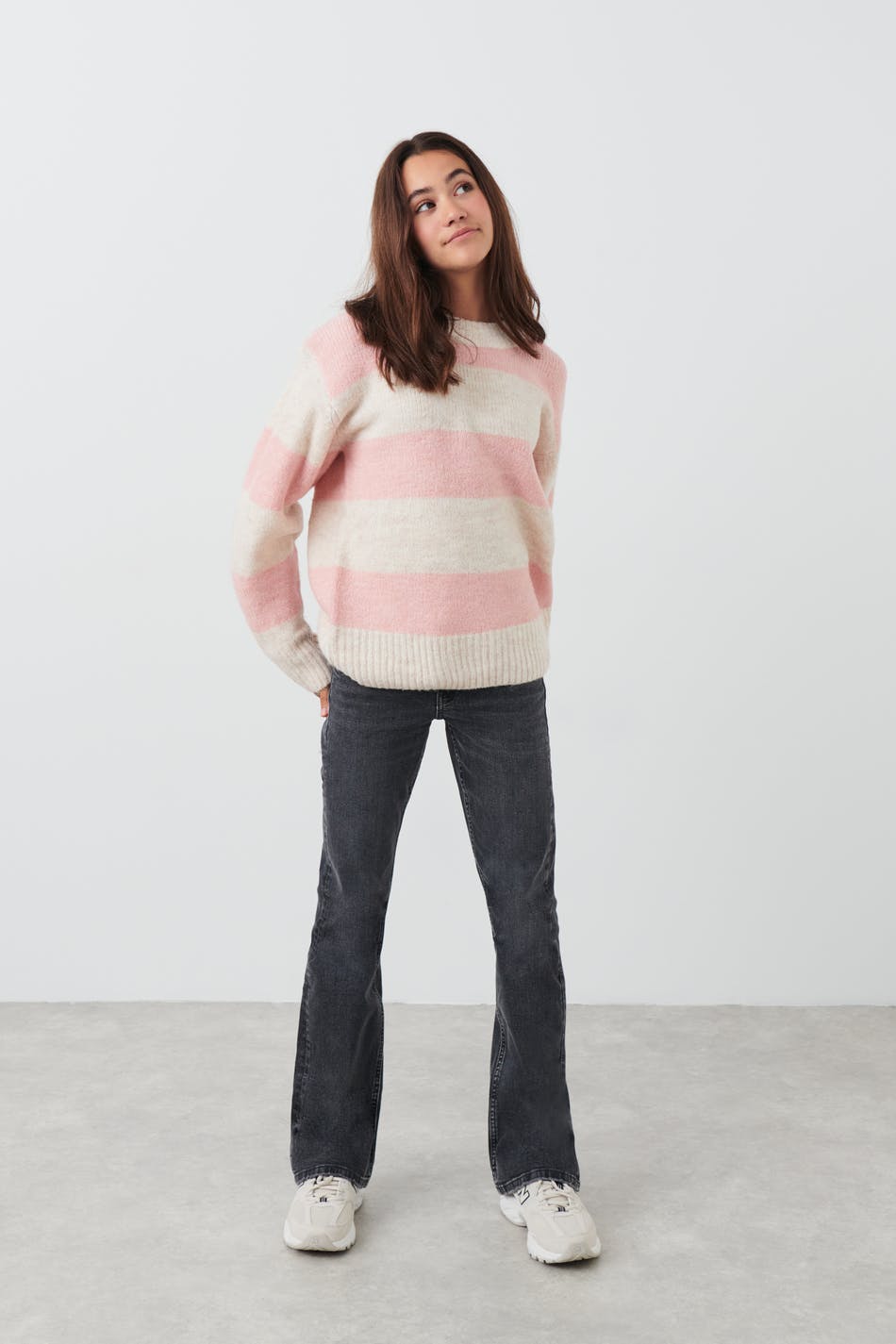 Y knitted stripe sweater