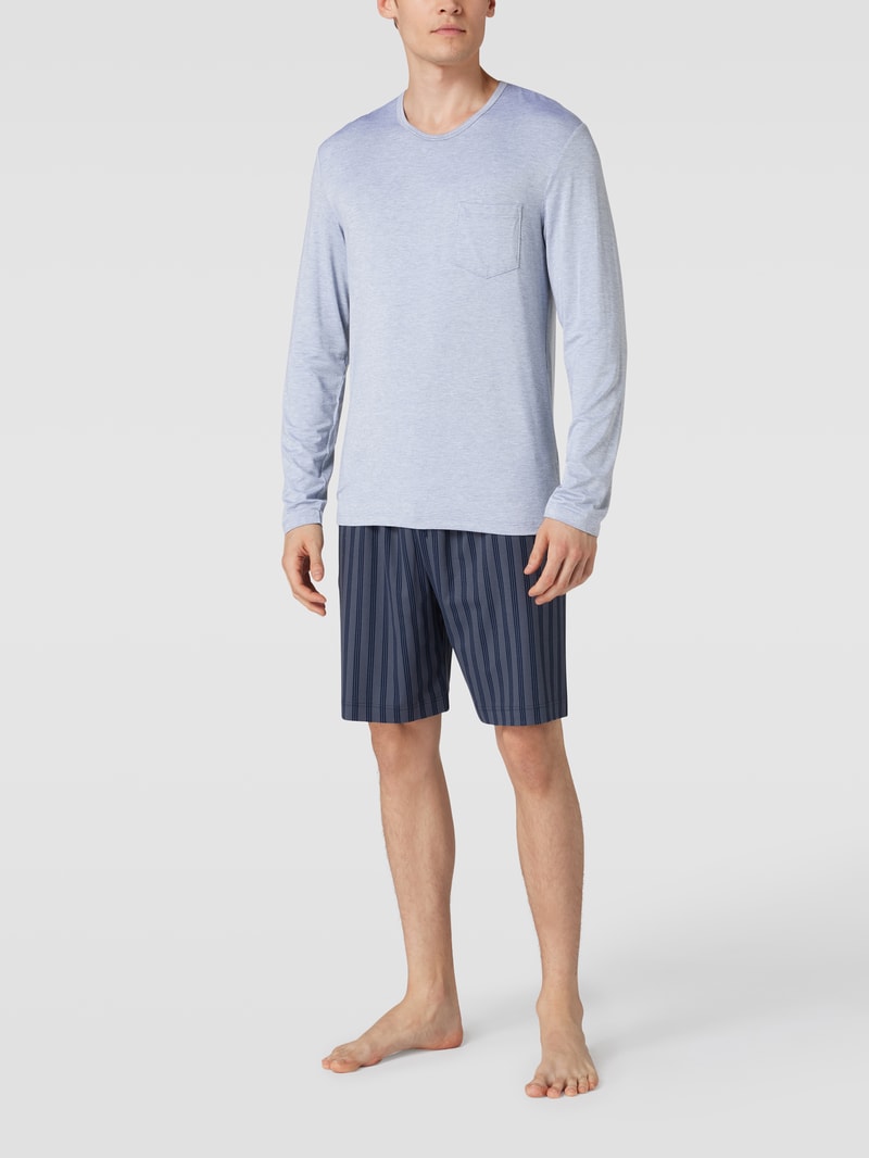 Pyjama-Shorts mit Streifenmuster in mittelgrau