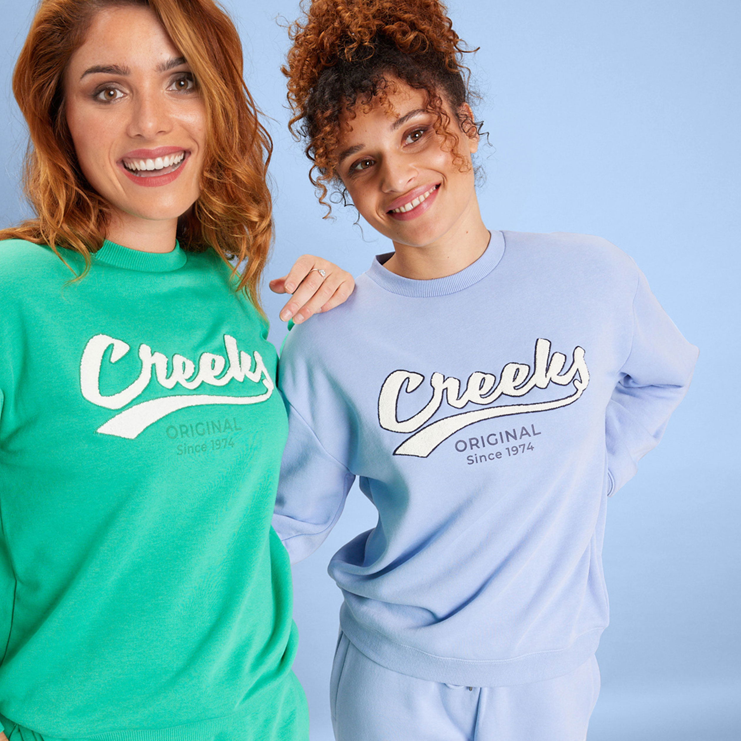 Sweat col rond manches longues Creeks bleu gris femme | La Halle