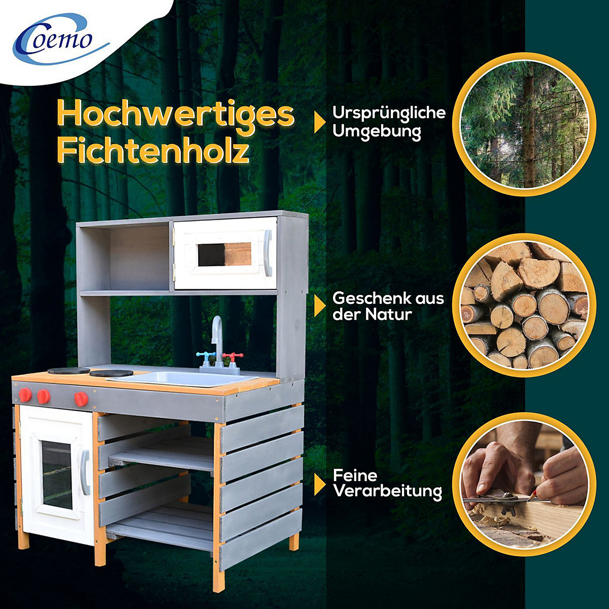 Matschküche Rosi Kinder Outdoor Spielküche aus Holz