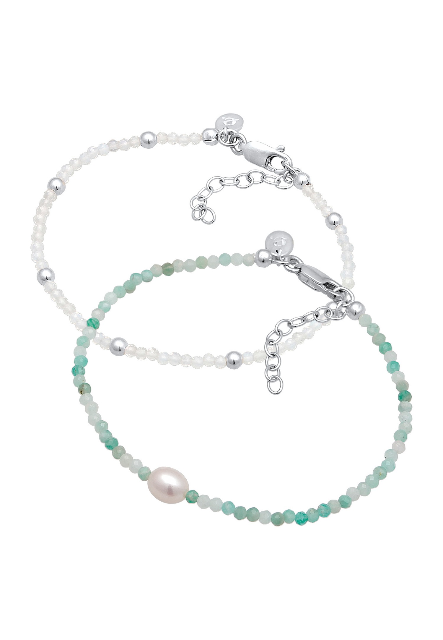 Set di bracciali da donna Elli PREMIUM con pietra di luna e perla coltivata d'acqua dolce in argento sterling 925