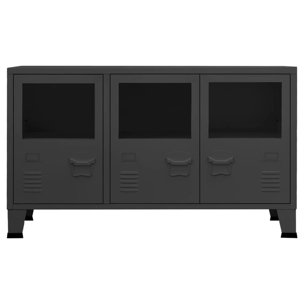 vidaXL Sideboard Industrial Sideboard Anthrazit 105x35x62 cm Metall und Glas (1 St)