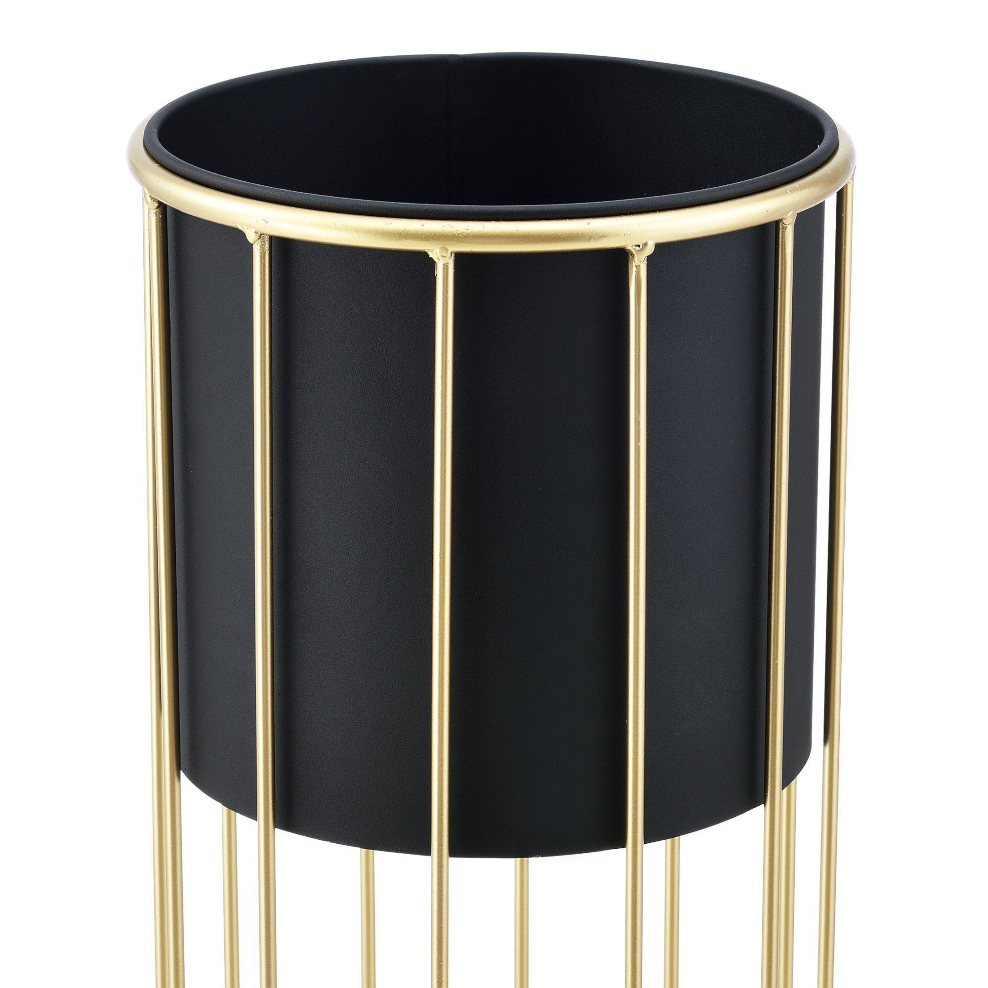 en.casa Blumenständer (Set, 2er), Mortsel Pflanzenständer 2er Set Metall Schwarz/Goldfarben