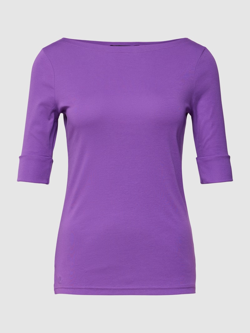 T-Shirt mit U-Boot-Ausschnitt in lila