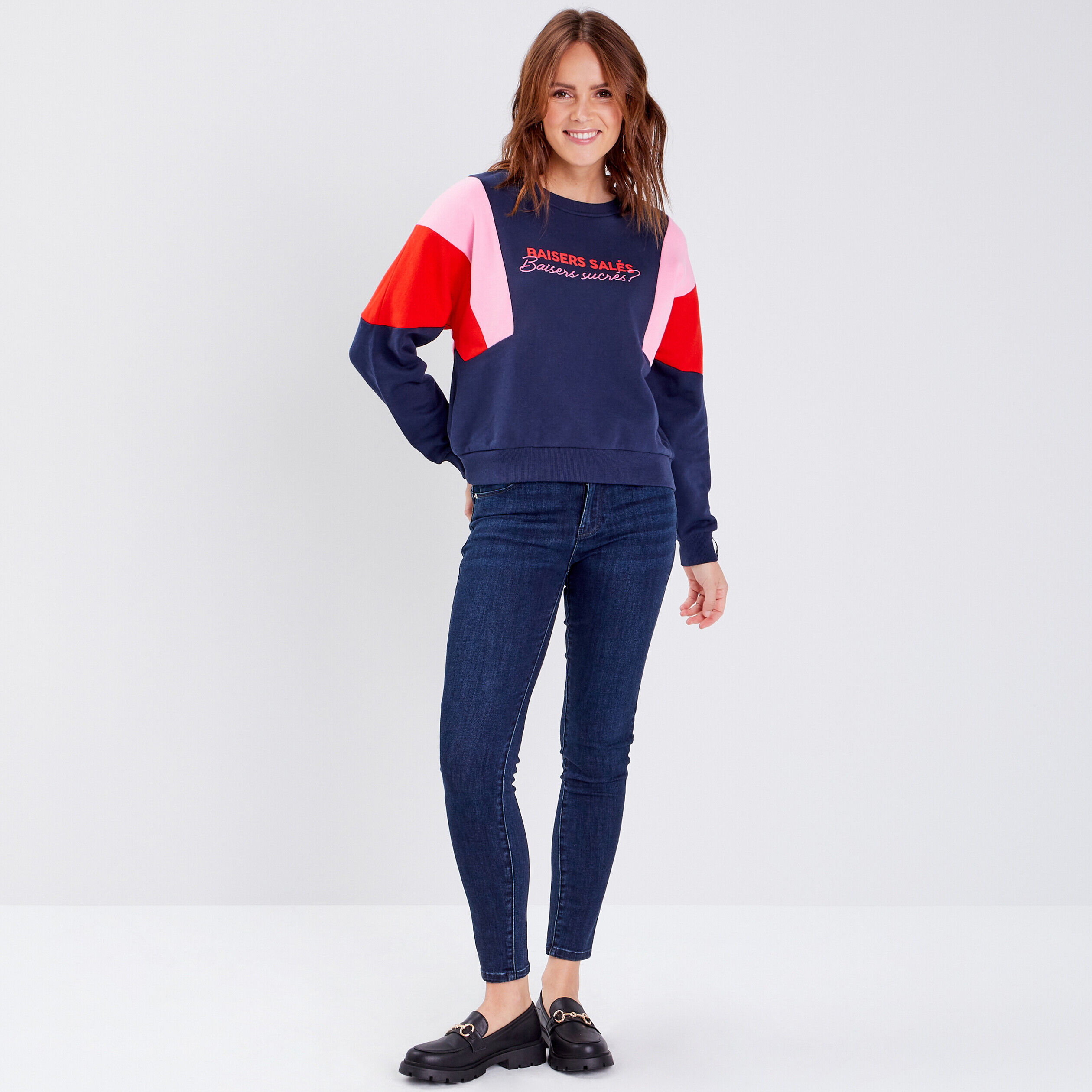 Sweat manches longues bleu marine femme | Cache Cache