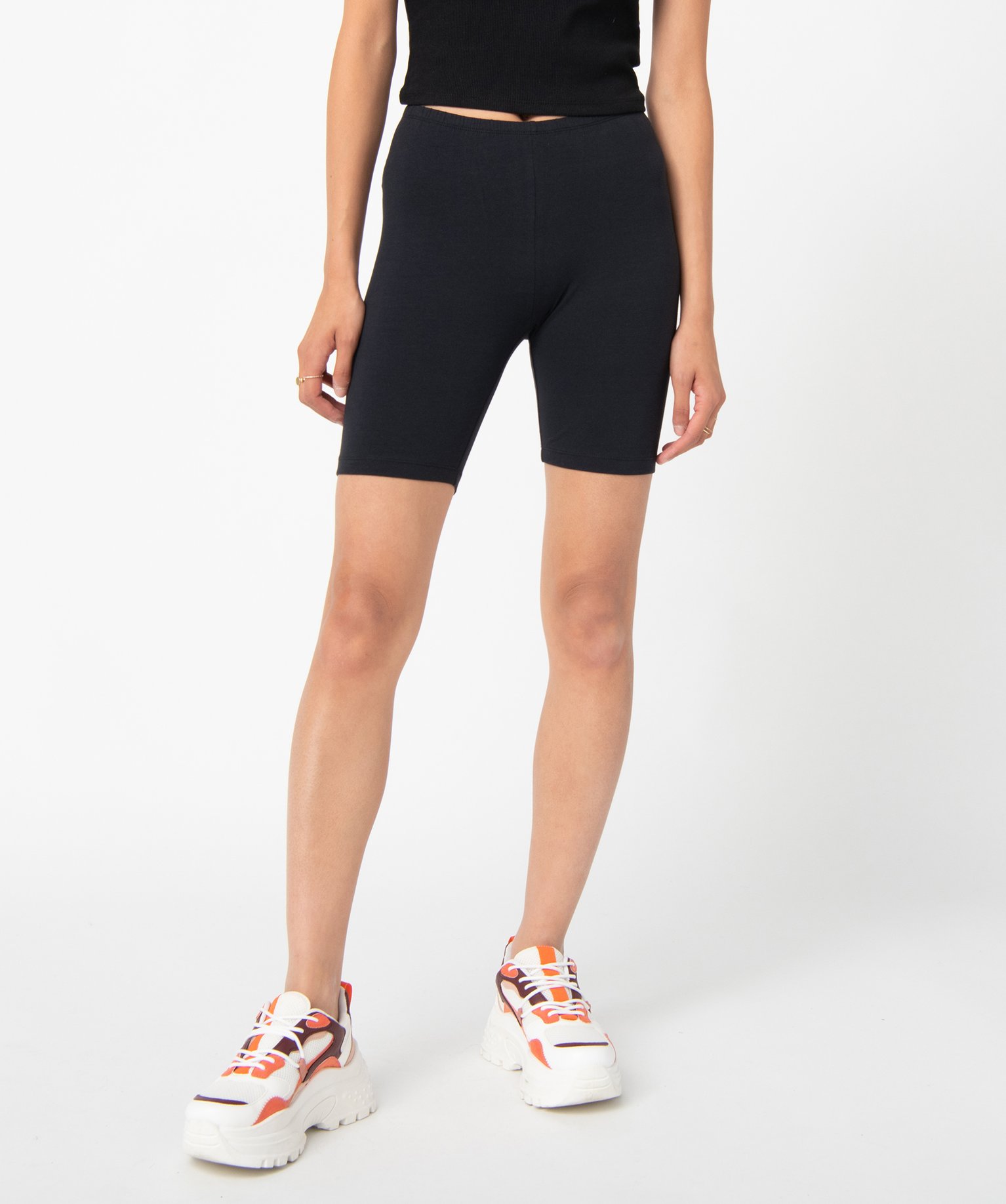 Legging court femme en maille extensible noir | GEMO